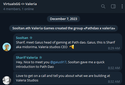 This is fucking bullish. I first spoke to <a href="/43Midorima/">mido</a> in December 2023 and have met him and @Hilal_Val multiple times at major events. 

Thanks <a href="/sooltanbtc/">Sooltan 🧞‍♂️</a> for connecting us!

<a href="/VirtualsGG/">Virtuals Gaming Guild 🎮👾</a> is looking forward to collaborating with <a href="/ValeriaStudios/">Valeria Games</a>