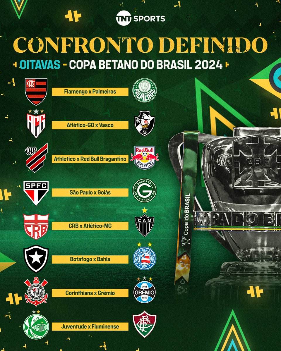 TNTSportsBR's tweet photo. MANDOS DEFINIDOS NA COPA BETANO DO BRASIL! 🏟️🇧🇷

Os times da esquerda abrem os confrontos em casa! E aí, o sorteio foi bom pro seu time? #CopaBetanoDoBrasil https://t.co/QiiiiWSeGA
