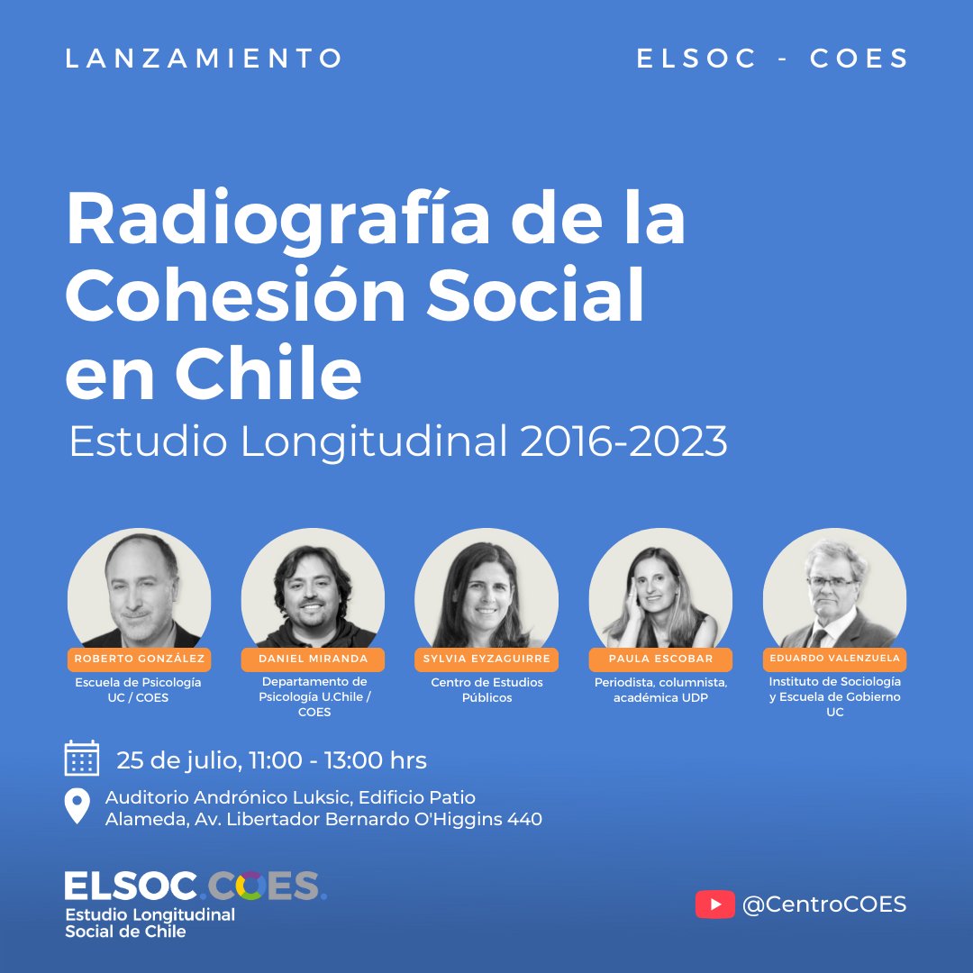 📊📷 ¡Únete al lanzamiento de la Radiografía de la Cohesión Social en Chile! 📷forms.gle/WsxwEKePWPAboB……
. Presentan Roberto González y  Daniel Miranda #CohesiónSocial #CentrosANID