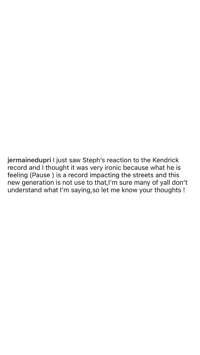 XXL's tweet photo. Jermaine Dupri reacts to the viral video of Stephen Curry saying he’s tired of hearing Kendrick Lamar’s “Not Like Us.” https://t.co/ufd4m9cIYZ