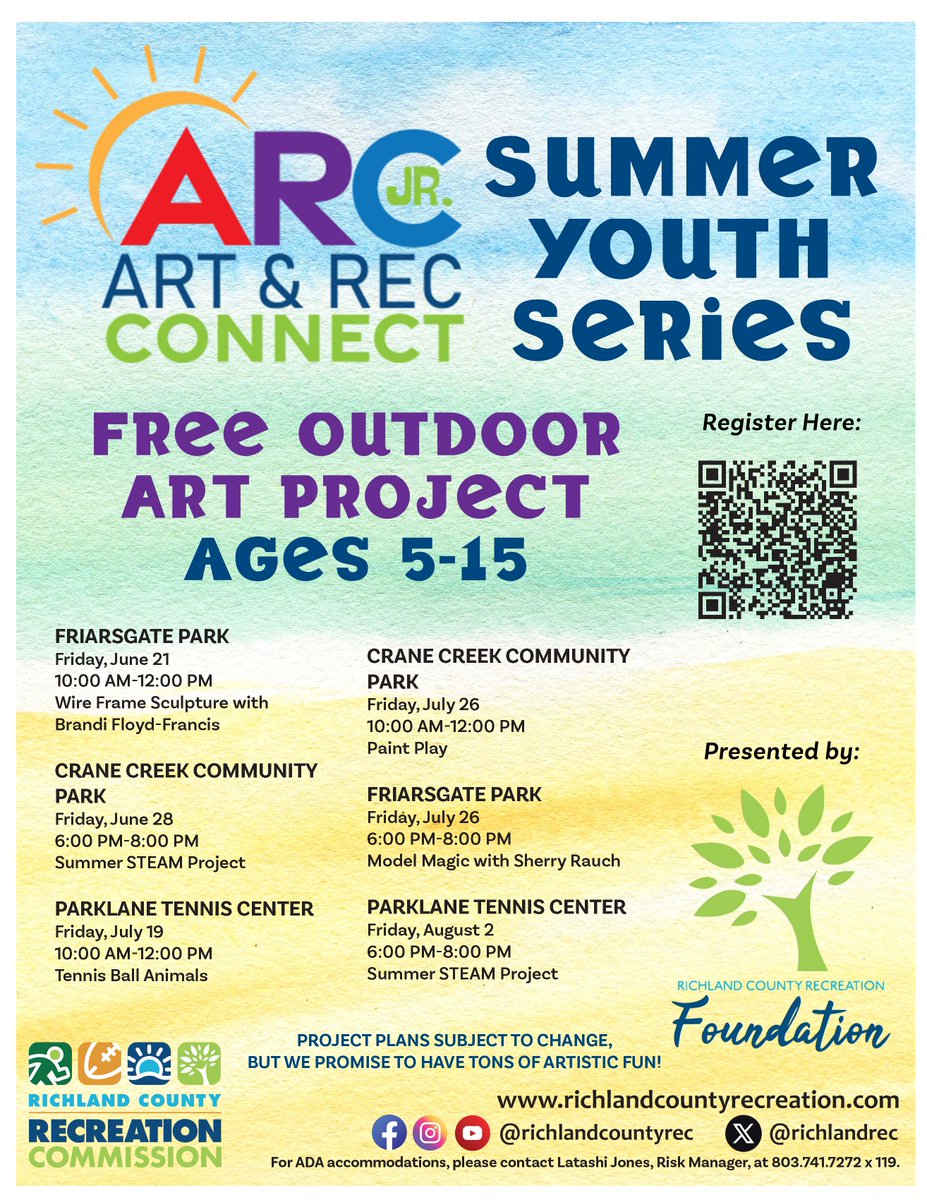 RichlandRec's tweet photo. Don't miss out on our next epic art project! Art and Rec Connect is tomorrow, July 19th, from 10 a.m. to 12 p.m. at the Parklane Tennis Center.
#art #artinthepark #fun #greatthingstodo #recreation https://t.co/rMSoh4qZhl