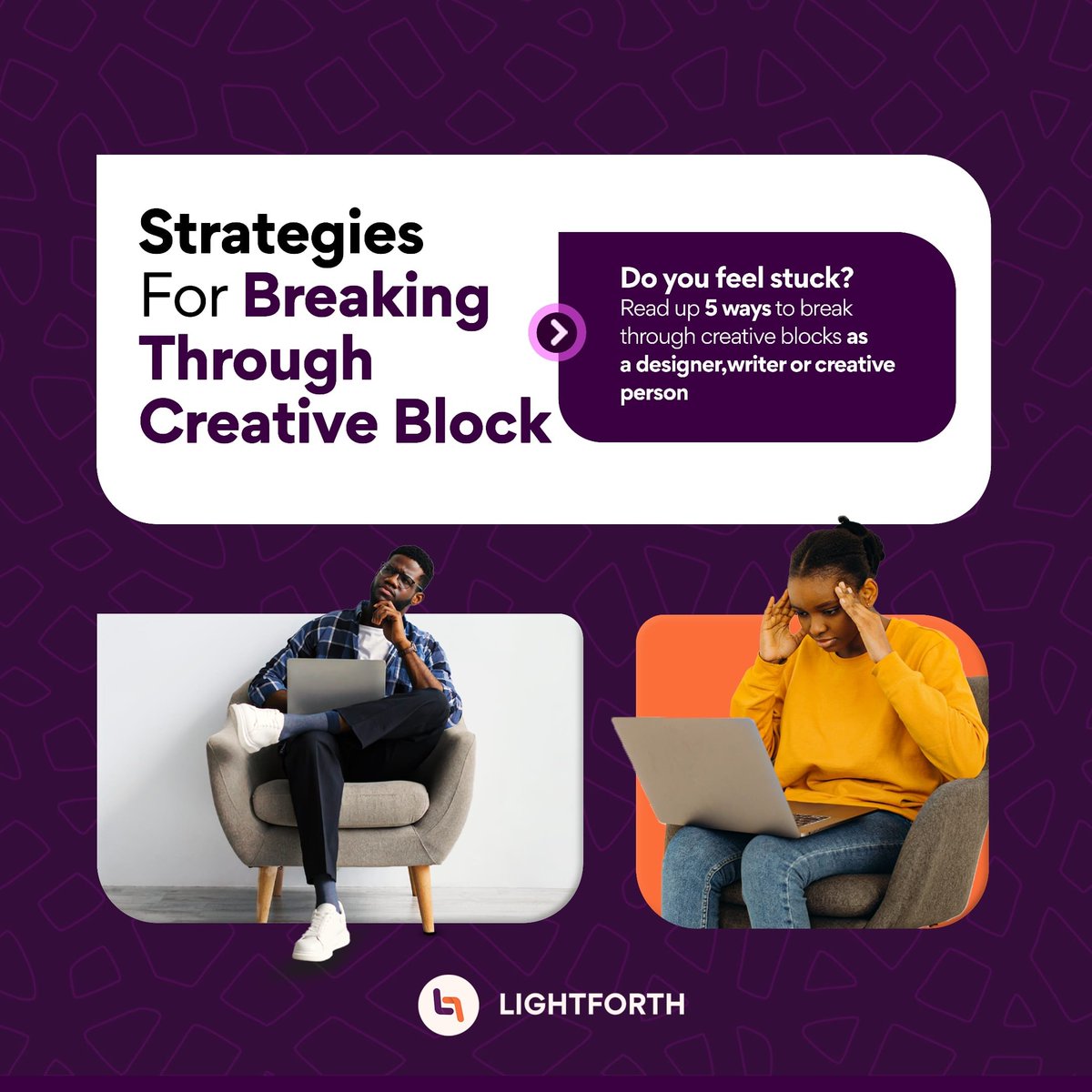 joinLightforth's tweet photo. Strategies For Breaking Through Creative Block
Do you feel stuck?
Read up 5 ways to break through creative blocks as a designer, writer or creative person
Read here:π https://t.co/k4GiCcP5XH
#CreativeBlock #designer #writer #creativeperson https://t.co/xSj2k6V7lU