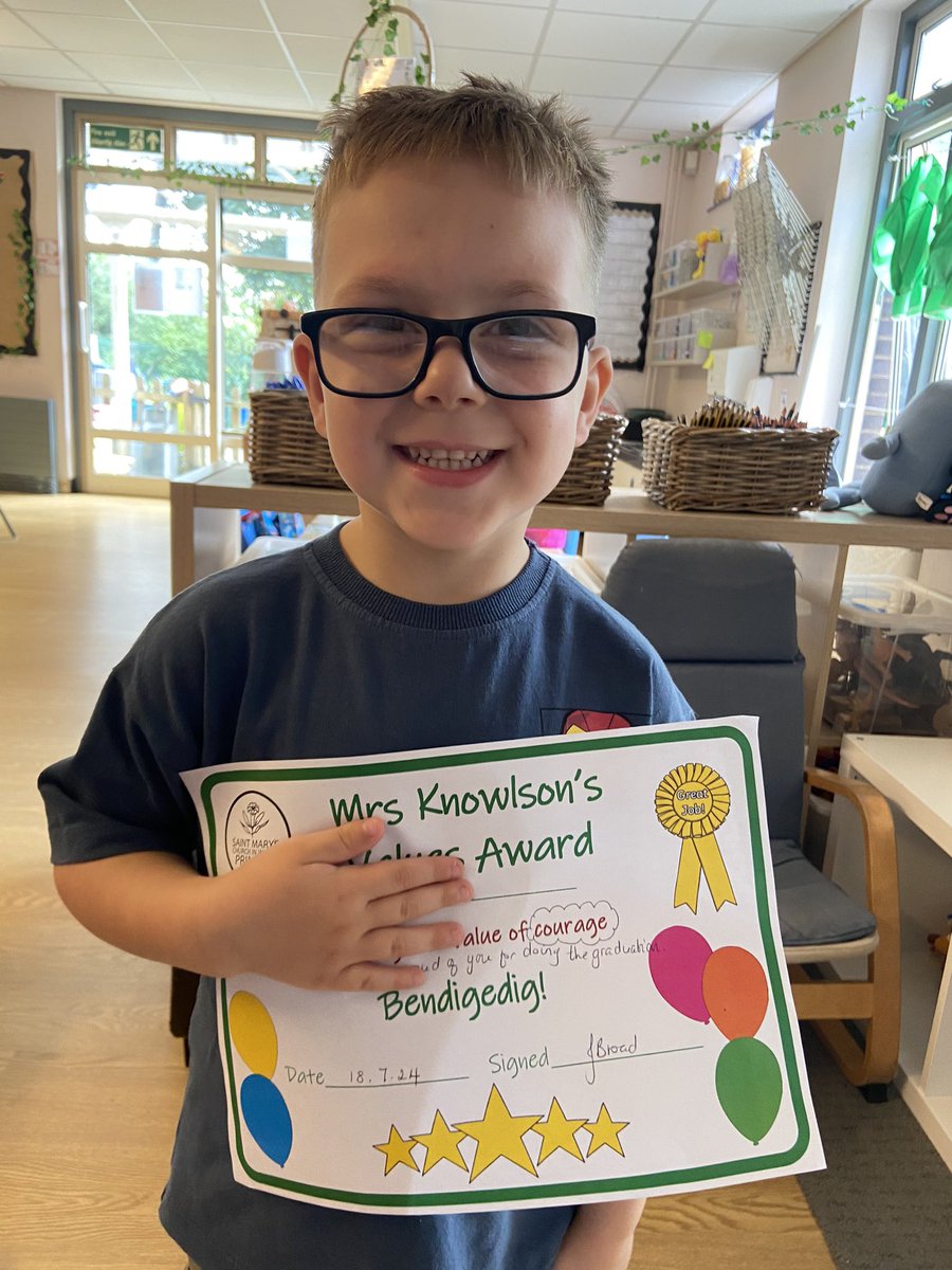Our last two little learners receiving their ’Values’ certificates today. They showed Courage and Curiosity in their learning and I’m so proud of them. <a href="/StMarysCIW/">St Mary's Church in Wales Primary School, Brynmawr</a>
