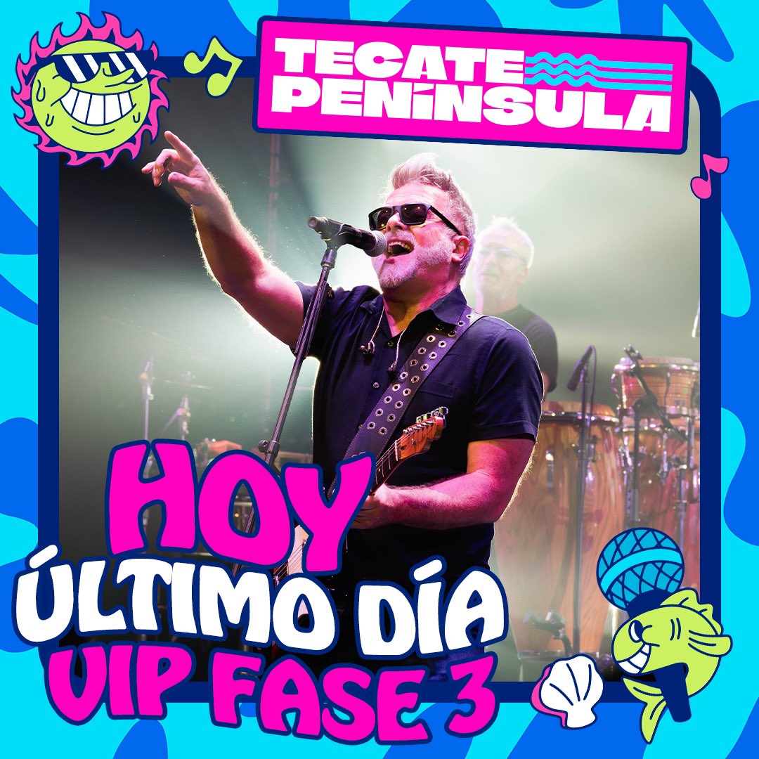 ¡HOY! 💥 Es el último día para adquirir tus boletos VIP en Fase 3 de #TecatePeninsula 🎸🔥 

🌊 Boletos a través de Eticket