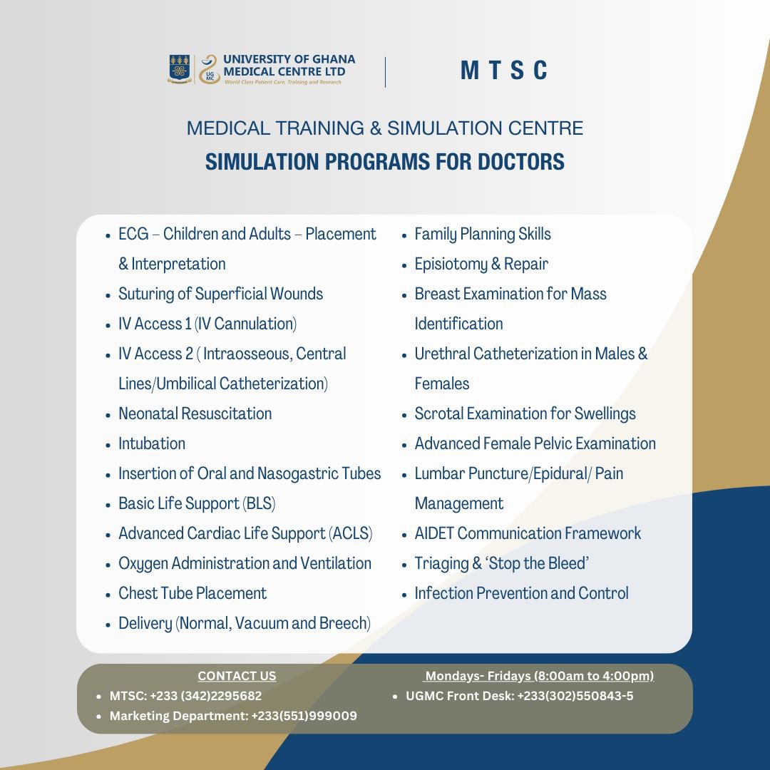 ugmedicalcentre's tweet photo. Hurray!! UGMC is 6 years old today and our Medical Training and Simulation Centre (the biggest in West Africa) has exciting  goodies for everyone to mark our 6th anniversary. Please glide through the flyers and select the training that meets your needs #worldclasstraining https://t.co/CNdWbxF0QK