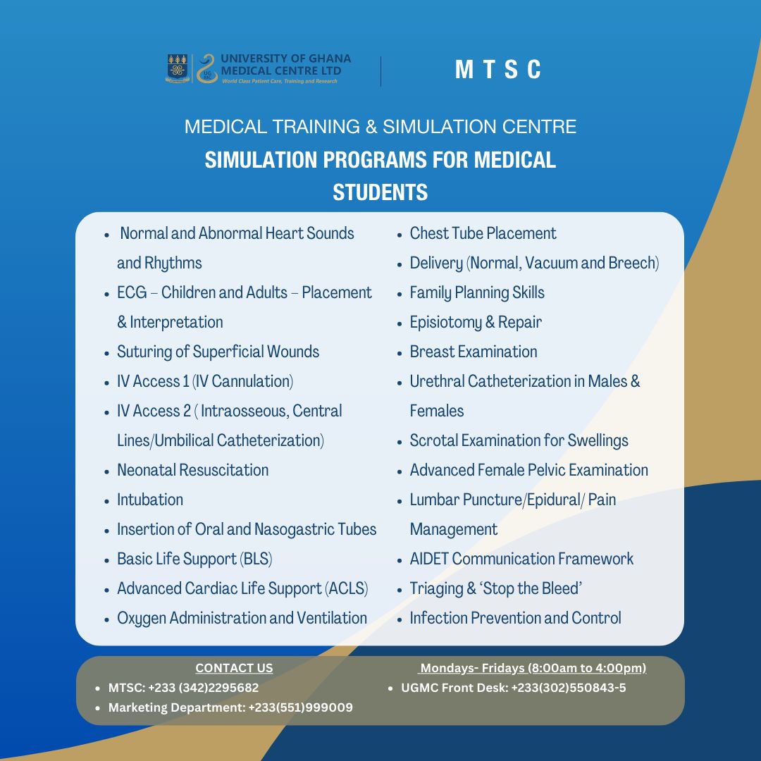 ugmedicalcentre's tweet photo. Hurray!! UGMC is 6 years old today and our Medical Training and Simulation Centre (the biggest in West Africa) has exciting  goodies for everyone to mark our 6th anniversary. Please glide through the flyers and select the training that meets your needs #worldclasstraining https://t.co/CNdWbxF0QK