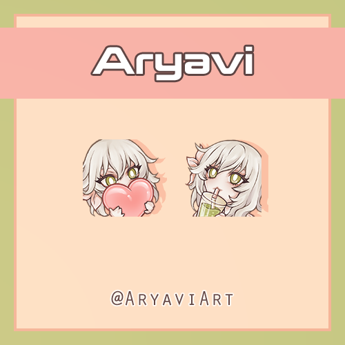 AryaviArt's tweet photo. New emotes are Live! Love and Sip for the start! Comfy emote next :3 #twitchemotes #artist 
I'm thinking to open couple emote comission slots for August. DM me if interested! ^^ https://t.co/mLY7BUyEEz
