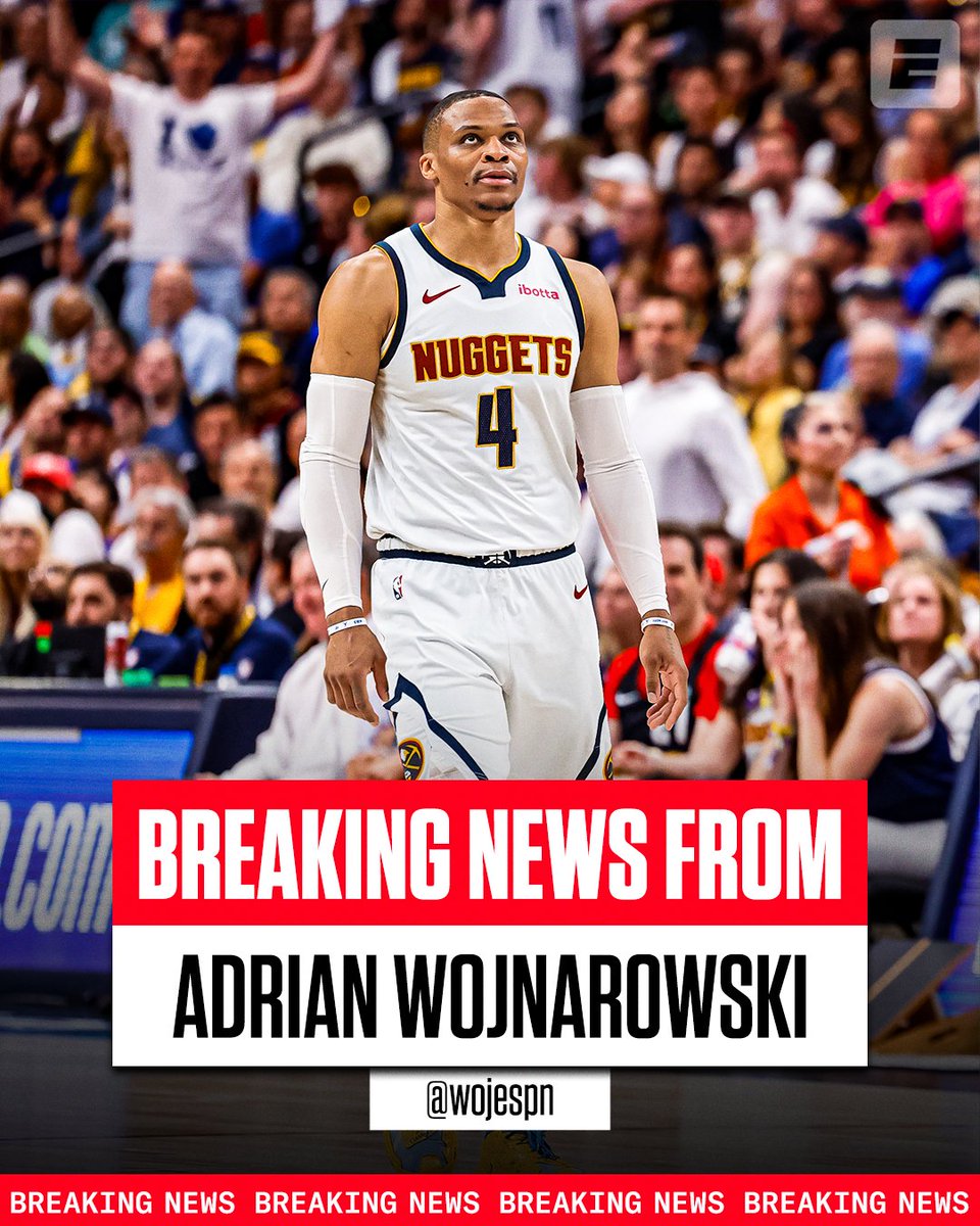 espn's tweet photo. Breaking: The Clippers are sending Russell Westbrook, a second-round pick swap and cash to the Jazz in a sign-and-trade agreement for Kris Dunn.

Westbrook is expected to agree on a contract buyout with the Jazz, clearing the way for him to eventually join the Nuggets after clearing waivers, sources tell @wojespn.