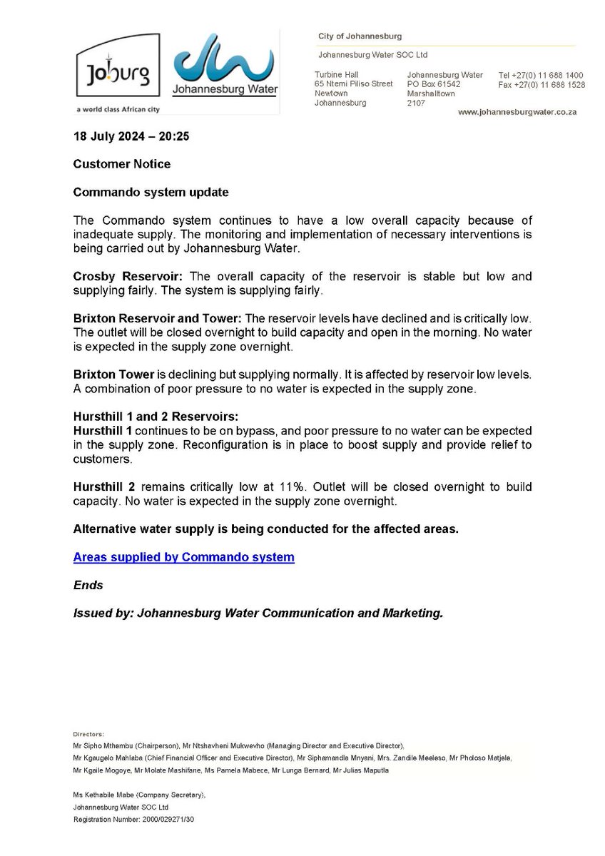 Johannesburg Water tweet media