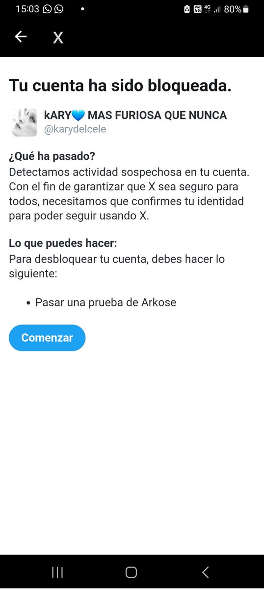 Lo mismo me pregunto yo .hace días que casi no estoy activa.no comparto cosas de haters ,no comento sus publicaciones no peleo con nadie .cual fue la actividad sospechosa? Será que me denuncian solo por ser furiosa ? Andaaa yo no me bajo de la furgoneta sepanlo