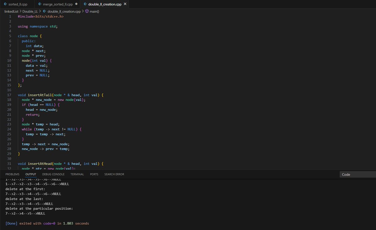 VV_Algos's tweet photo. Day 14 of my 30-day DSA challenge! 
Today, I learned to implement a doubly linked list using C++ and gained a solid understanding of how doubly linked lists work.
 #DSAChallenge #CPlusPlus #CodingJourney https://t.co/LllymXbdYp
