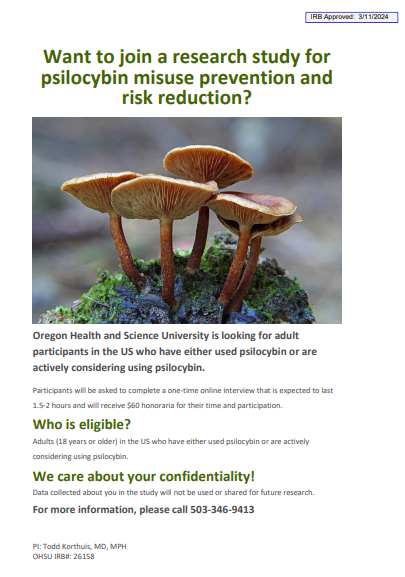 sarparastmd's tweet photo. The OHSU's OPEN Network (https://t.co/iBYLfIdDVM) is looking for #research participants that are #harmreduction experts, providers, current #psilocybin users and those considering use, to engage in an interview process aimed to identify best practices to mitigate risks/harms. https://t.co/XM0GS02Le5
