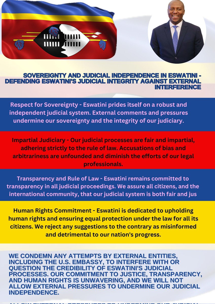 AppleLanga43558's tweet photo. Dear World, Eswatini is a country that has laws, we all abide by these laws, it is wrong when judicial processes ar misinterpreted &amp; condemned because your favorites were caught on the wrong side of the law. @POTUS   @EswatiniGovern1 @AyandaMtethwa @ https://t.co/9cNSRHokrN