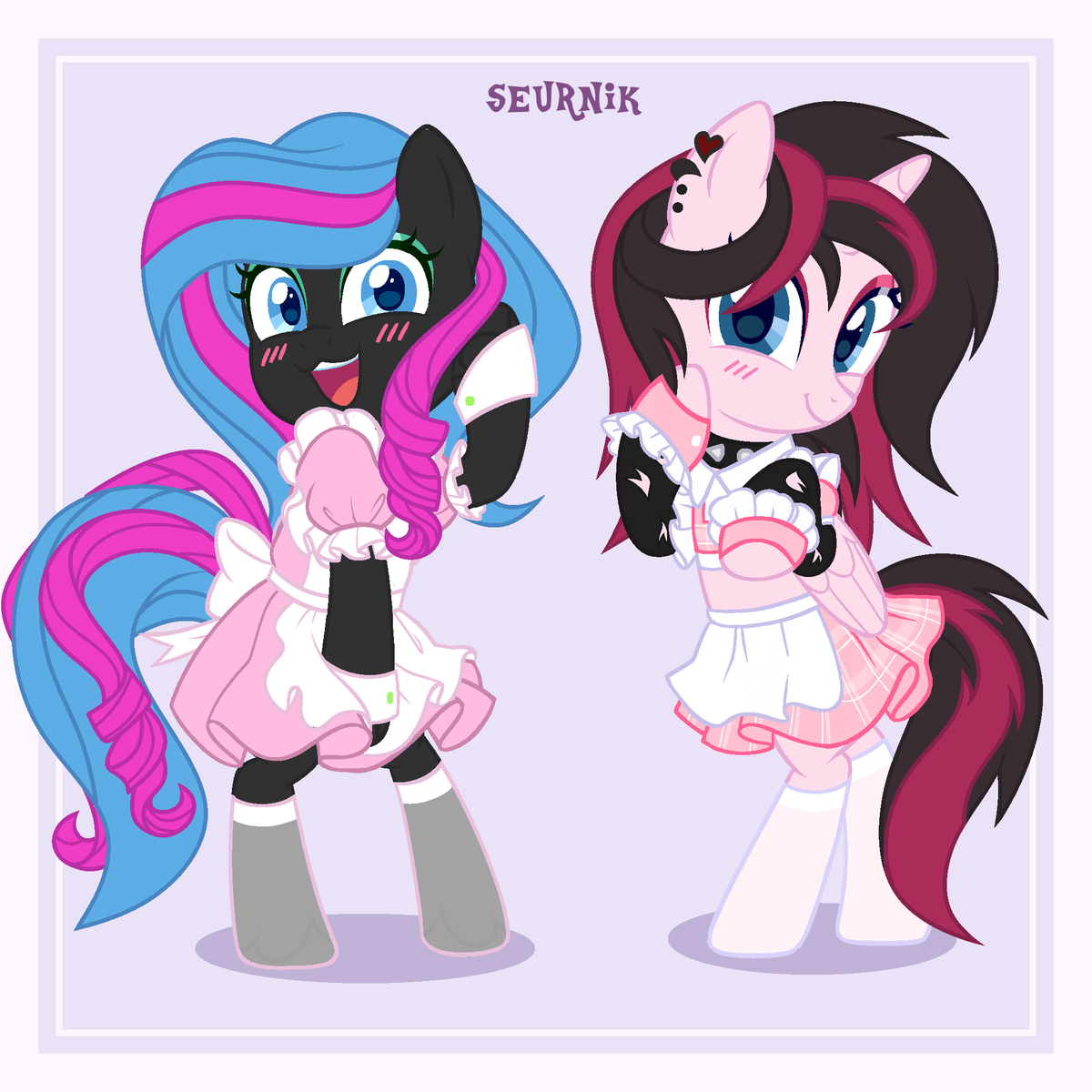 The wonderful and lovely Scribbles got me these two pieces of art for my birthday a week back.
The first one is princess Xena and the other are me and Scribbler being gay school girls together or something.
Either way I adore them both <3