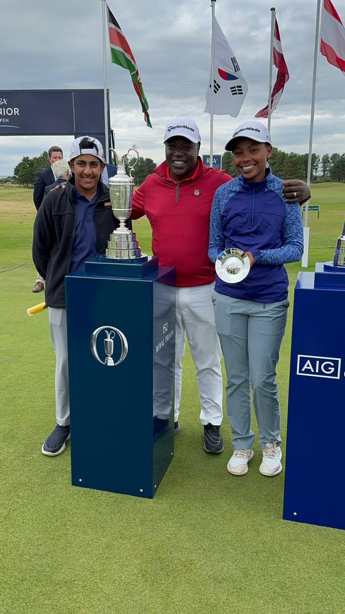 JGFKenya's tweet photo. #Congratulations Bianca Ngecu and Junaid Manji on making the cut at the R&amp;A Junior Open. Bianca finishes in the 22nd position in the Girls Category and wins the African Trophy while Junaid finishes in the 41st position in the Boys' Category. https://t.co/nXkVzew3SS