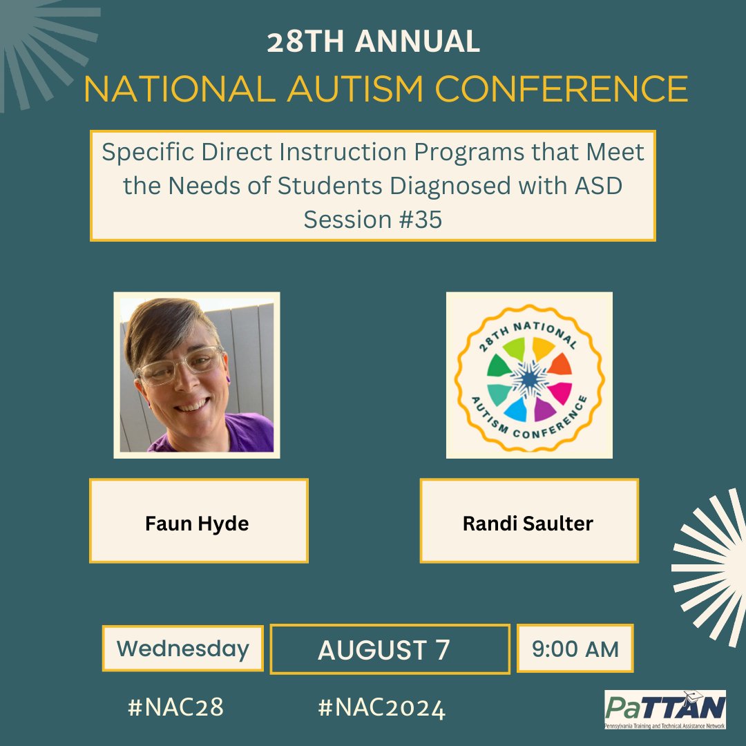 To kick off the National Autism Conference, we're highlighting some of the #NAC2024 morning sessions being held on Wednesday, August 7! Which sessions are you most excited for at #NAC28? tinyurl.com/PaAutismConf