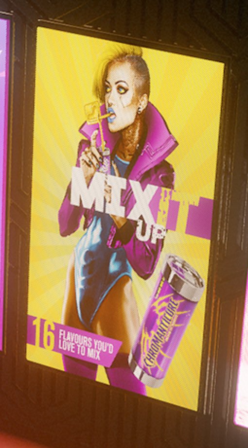 LilithLovett's tweet photo. Can’t believe people ever had problems with this poster from Cyberpunk 2077.

It’s one of the most based things ever. https://t.co/P6Ms7embYQ