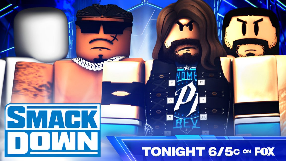 WWERPMedia's tweet photo. Tonight on #WWERPSmackdown
โ๏ธ @Mxcho3x Returns before his big match in London
๐ฅ #RatedRKO faces a new and improved team #AtownDownUnder
๐ Another tag team matchup between #BulletClub vs. #Nexus
๐ง @bli3sfulmia takes on #ChelseaGreen
๐บ 6/5c on @Roblox https://t.co/t3MrWrnCv8