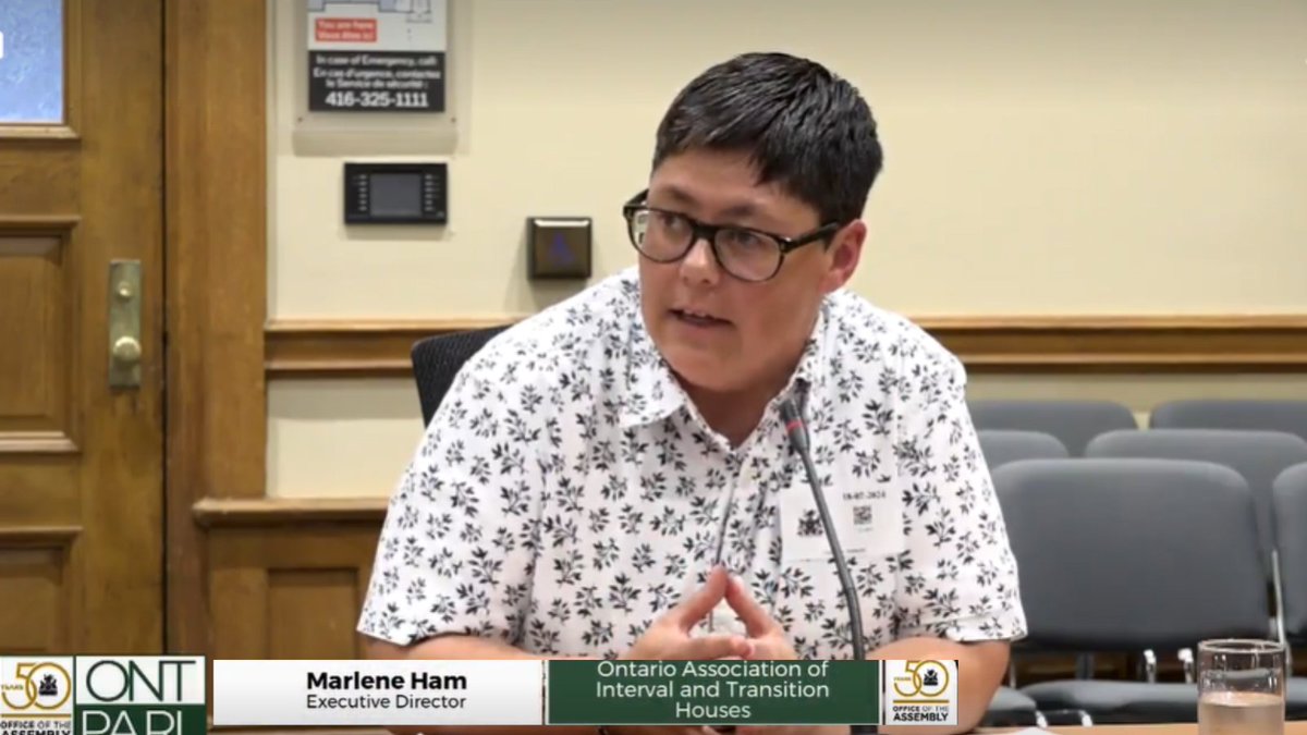OaithDotCa's tweet photo. During a presentation today to the Standing Committee on Justice Policy on #Bill173, Declaring #IPV an Epidemic, OAITH ED Marlene Ham highlighted the harsh realities of #GBV and #Femicide in Ontario & key areas for consideration including funding, housing and violence prevention. https://t.co/L5sBt2akgl