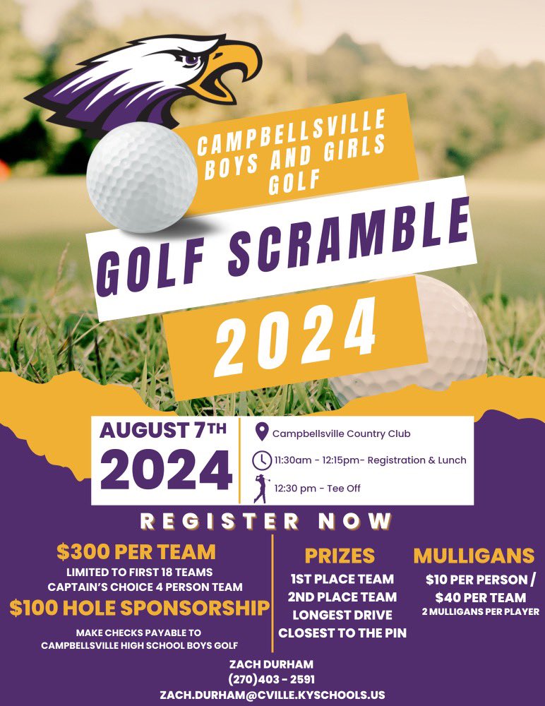 zdurham14's tweet photo. Coming up soon! Direct message me if you would like to be a hole sponsor or to enter a team! We have around 15 teams confirmed already so the spots are filling up quick. 

We have 22 players on the golf team this year who will greatly appreciate your support! https://t.co/Tr367njoYE