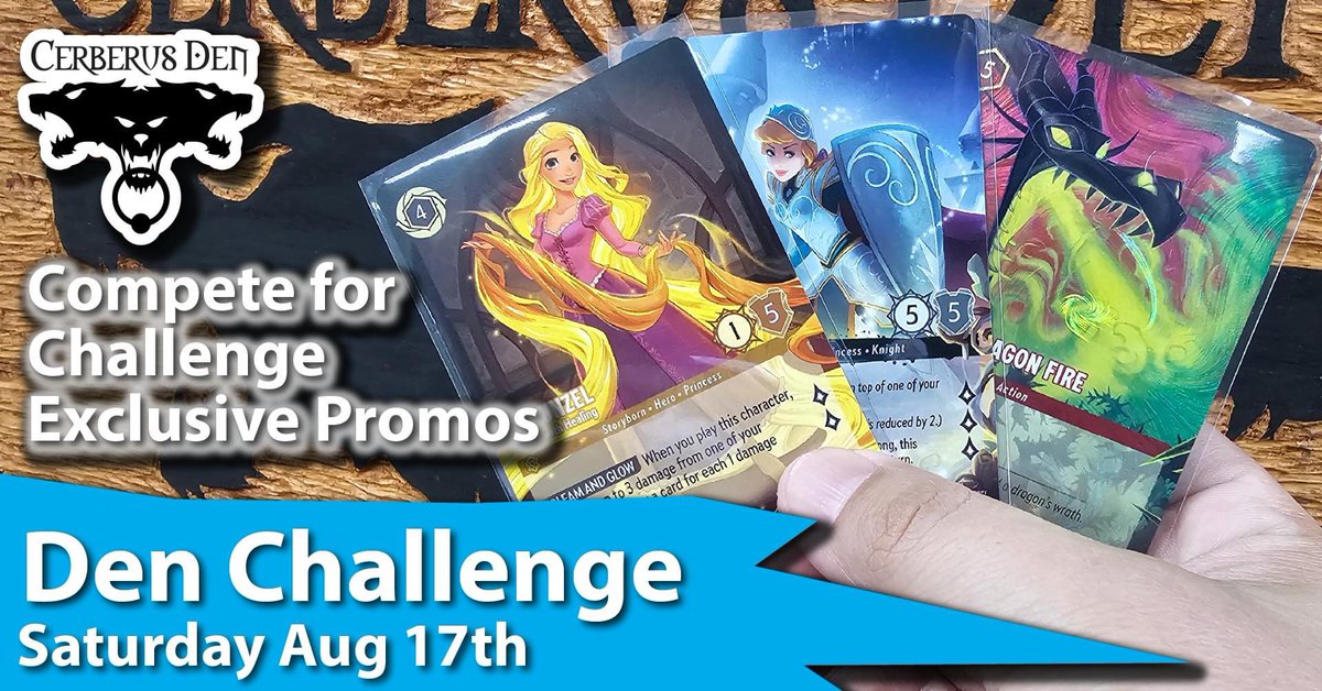 Can’t make it to an official Disney Lorcana Challenge? <a href="/CerberusDen/">Cerberus Den</a> is bringing the Challenge to you! Set 5 legal, 🐿️ is dead! Let’s go! 
melee.gg/Tournament/Vie…