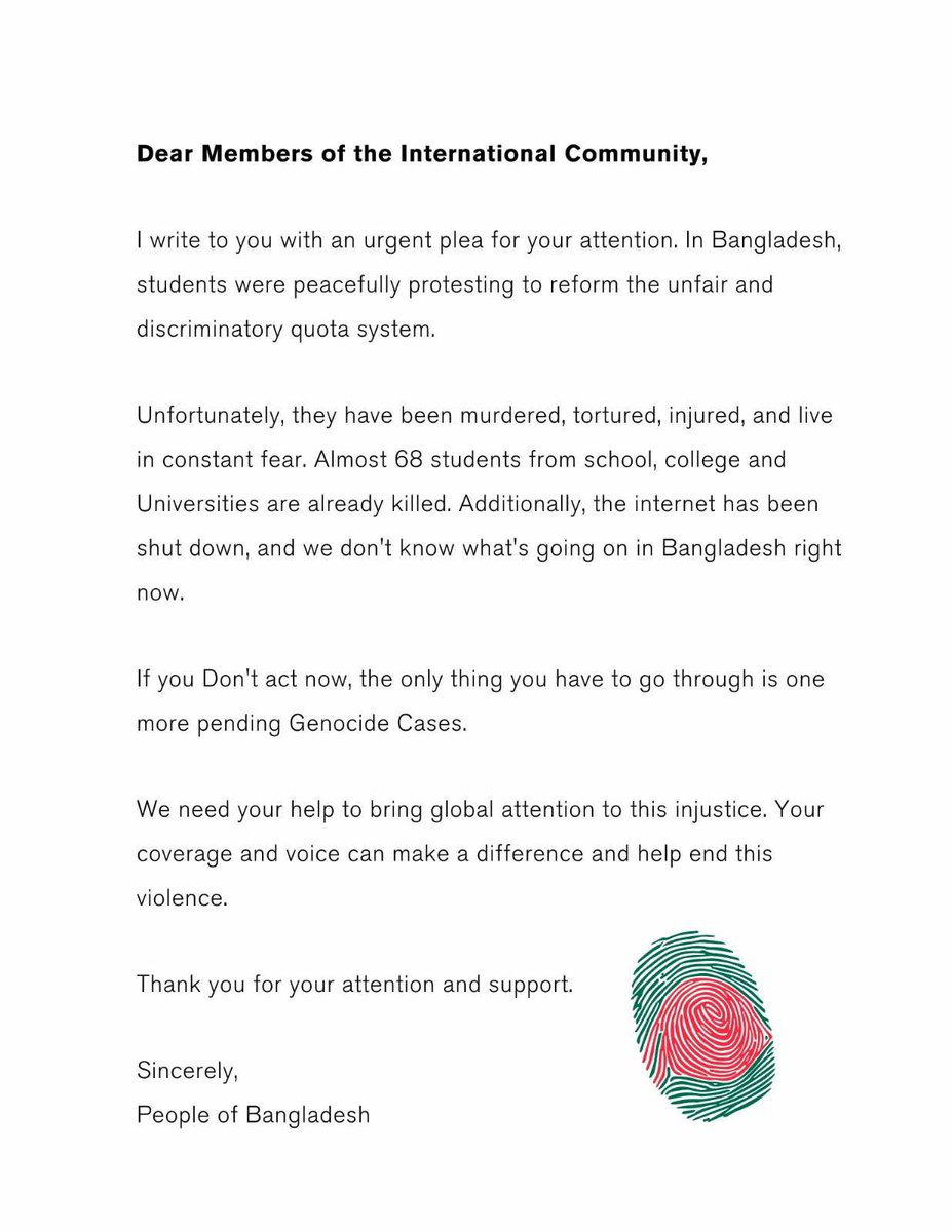 Tamanna Yasmin (@tamanna_uofm) on Twitter photo #SaveBangladeshStudents 
#StepDownHasina 
#Alzazeera #bbcnews
#CNN #Amnestyinternational #SaveBangladeshStudents 
#StepDownHasina 
#Alzazeera #bbcnews
#CNN #Amnestyinternational