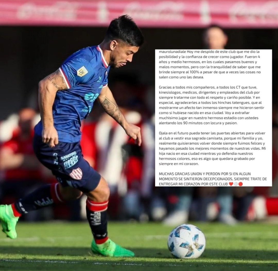 lacentrald_sf's tweet photo. 🔴⚪ #Unión || Mauro #LunaDiale se despidió del club mediante una carta.
👤 El futbolista dejó la institución y fue presentado como nuevo jugador del Ajmat Grozni de Rusia.
⚽ Vistió la camiseta rojiblanca en 130 partidos marcando 19 goles. https://t.co/1ljD0O9JiA