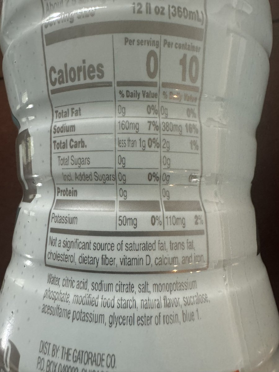 Pwell89's tweet photo. @VinnieTortorich I live an active lifestyle, got hooked on gatorade, switched from regular to G Zero thinking I was being more health conscience but no idea what these substitute ingredients are. What’s in this and is “sugar free” gatorade any better, or still as bad as soda? https://t.co/bnDdrMFgu4