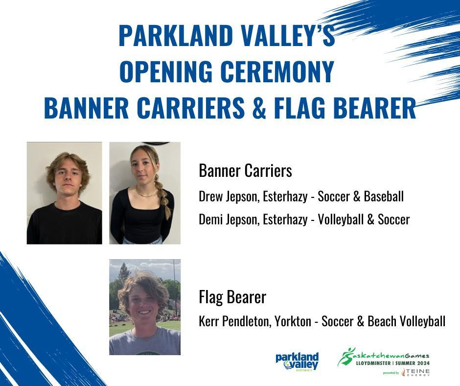 Parkland_Valley's tweet photo. Team Parkland Valley is proud to announce our Opening Ceremony Flag Banner Carriers and Flag Bearer! 🤩 https://t.co/ItxuoGdSFr