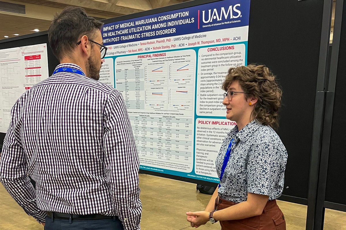 ACHI_Net's tweet photo. At the 2024 @AcademyHealth Annual Research Meeting in Baltimore, ACHI's @JoeThompsonMD, Nik Noori, MPS, and Cain Farnam, MS, presented research on the impact of #MedicalMarijuana in Arkansas. #ARM24 https://t.co/bDBHmYQ3YI