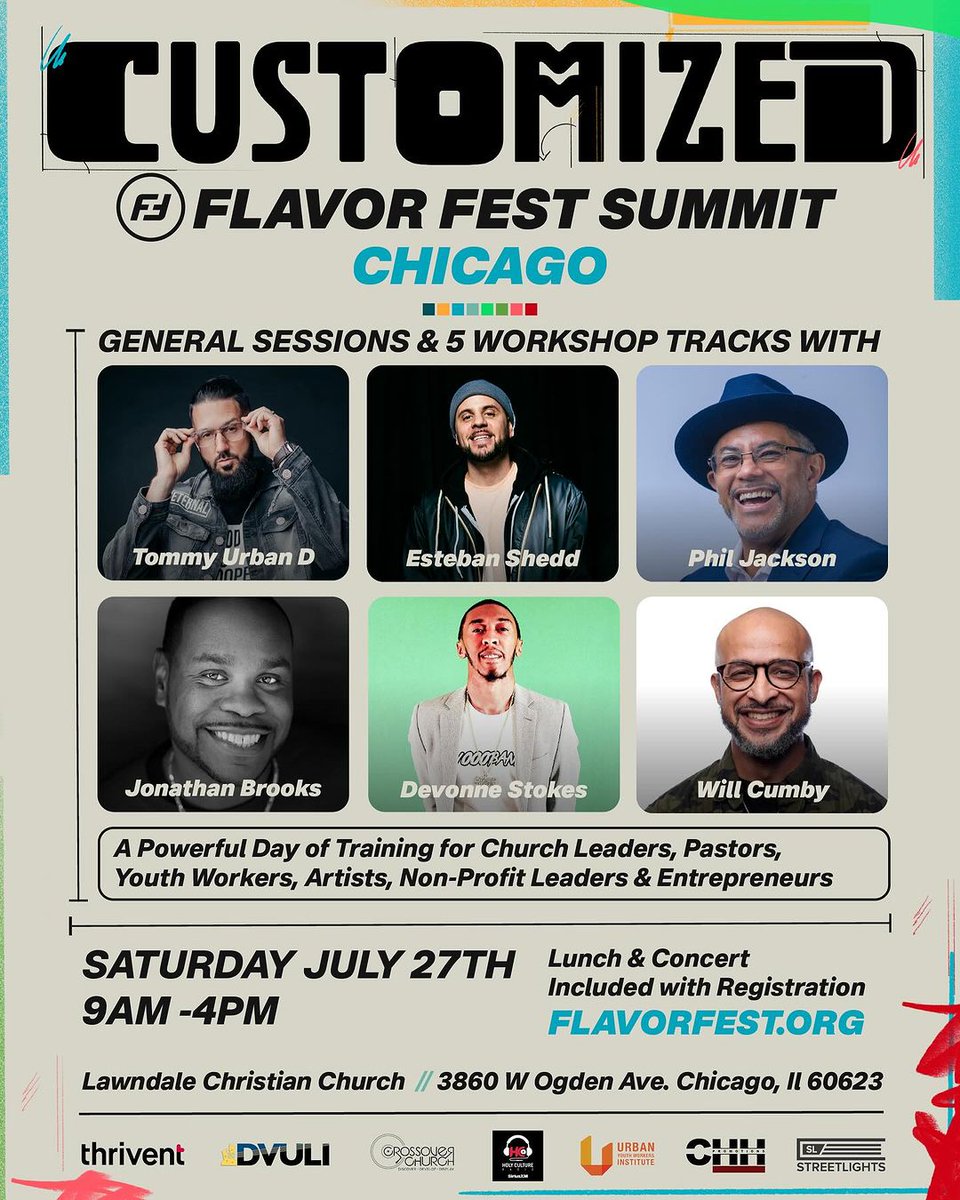 🗓️✝️ Saturday July 27 join <a href="/PastorPhilJ/">Phil Jackson</a> <a href="/PastahJ/">Jonathan Brooks</a> and <a href="/urband813/">Urban D.</a> of <a href="/crossover813/">Crossover Church</a> at <a href="/LawndaleChurch/">Lawndale Comm Church</a> for the Chicago Flavor Fest Summit.  Lunch and Concert included with registration.  Click the link in our bio for tickets.  We hope to see you there!  #KingdomBuilding #HolyCulture