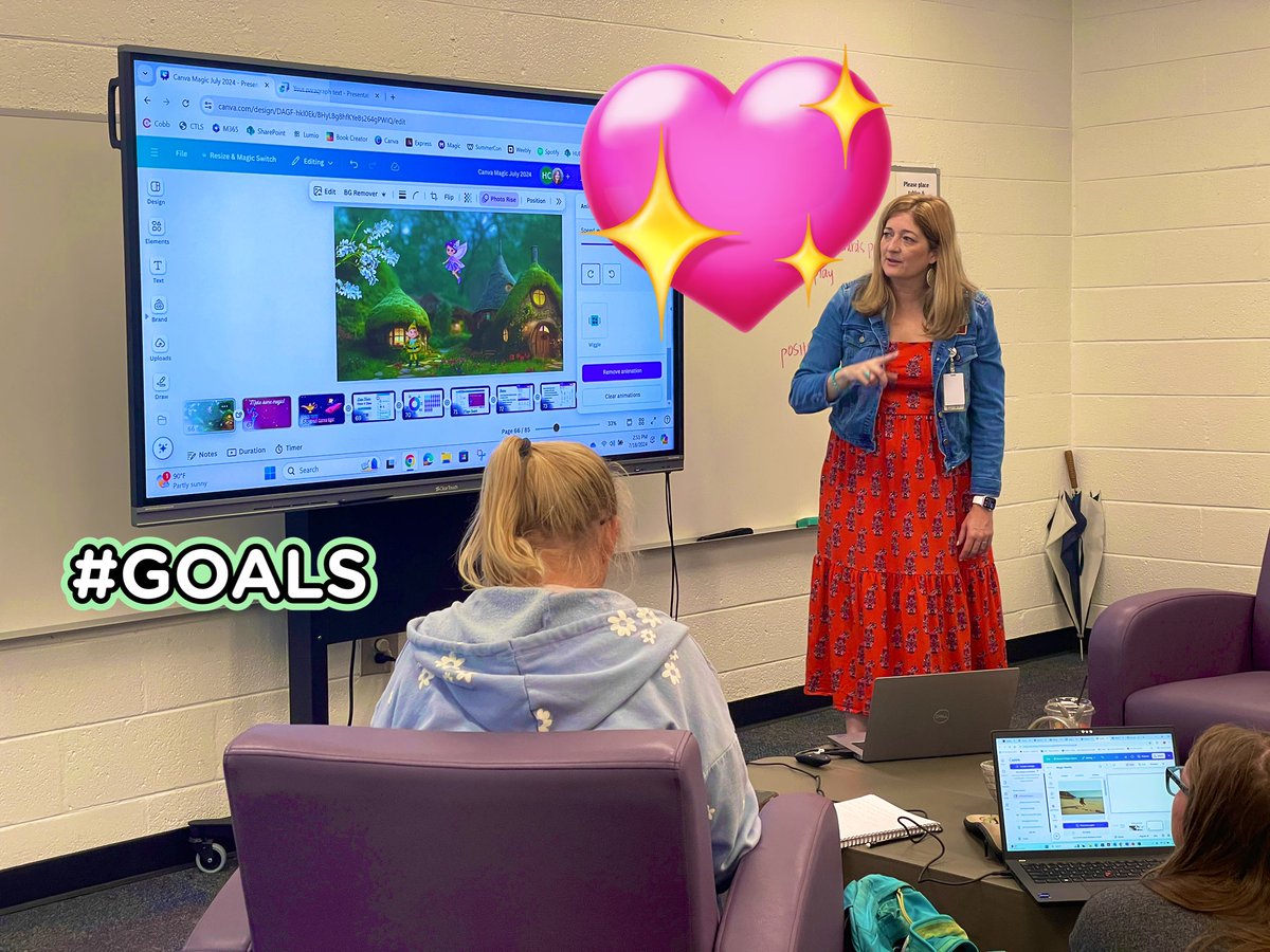 Dipping my trainer toes back in the work waters with my colleague <a href="/jparrishgore/">Jamie Parrish Gore</a> as we share <a href="/canva/">Canva</a> Magic! #CobbInTech #SummerPL #
We love sharing the time saving and creative tools that can make you a designer, too!