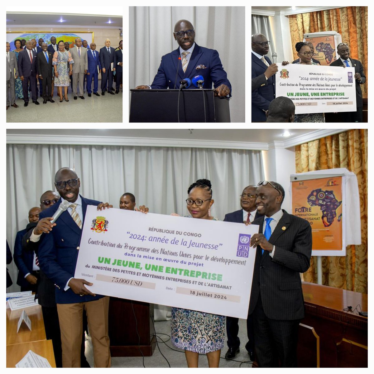 HenryReneDiouf's tweet image. #Annee de la jeunesse#
Mise en œuvre du projet ‘un jeune, une entreprise’ du @PMEASI_CG, le @PNUDRepduCongo apporte un appui financier @GouvCongoBrazza  pour la formalisation de 1000 entreprises portées par les jeunes dont de 60% fille.