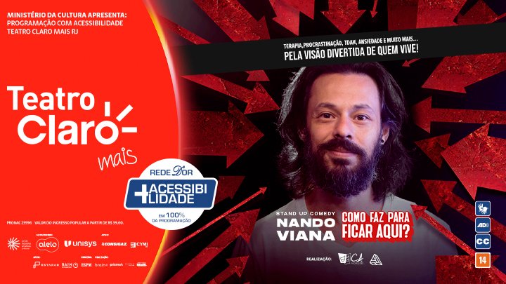 Está chegando o dia!!! <a href="/nandoviana/">Nando Viana</a> em "Como Faz Pra Ficar Aqui".

Um espetáculo que promete arrancar risadas enquanto  faz refletir onde está nossa cabeça quando a ansiedade toa conta.

📍 Teatro Claro MAIS RJ
🗓️ 25 de JULHO • Quinta às 20h

🎟️ uhuu.com/evento/rj/rio-…