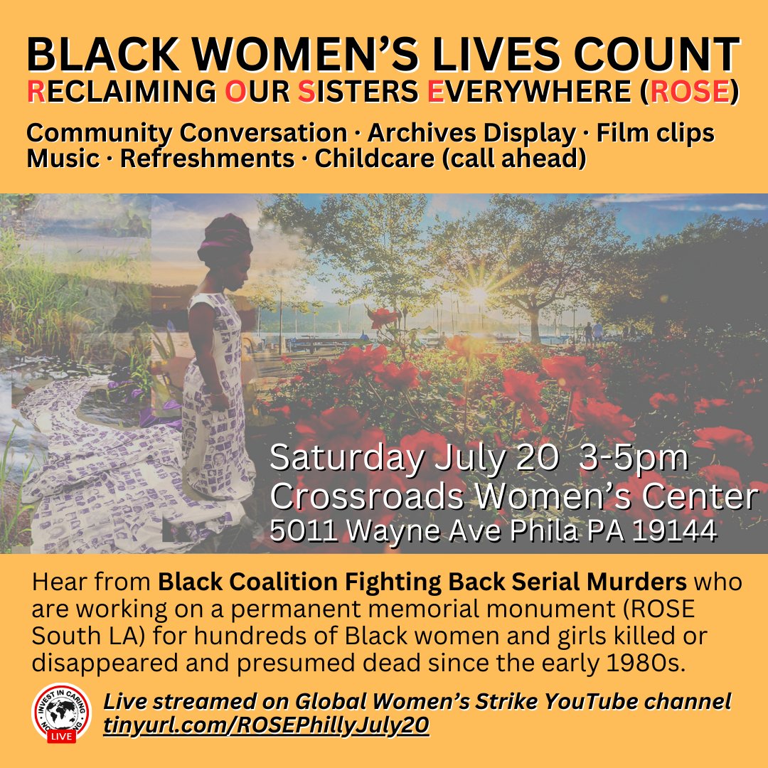 Forwarding from our sisters. In Philly and online. Saturday, July 20th. 3PM Eastern, 2 PM Central, 1 PM Mountain, 12 PM Pacific. Please join us for a community conversation.