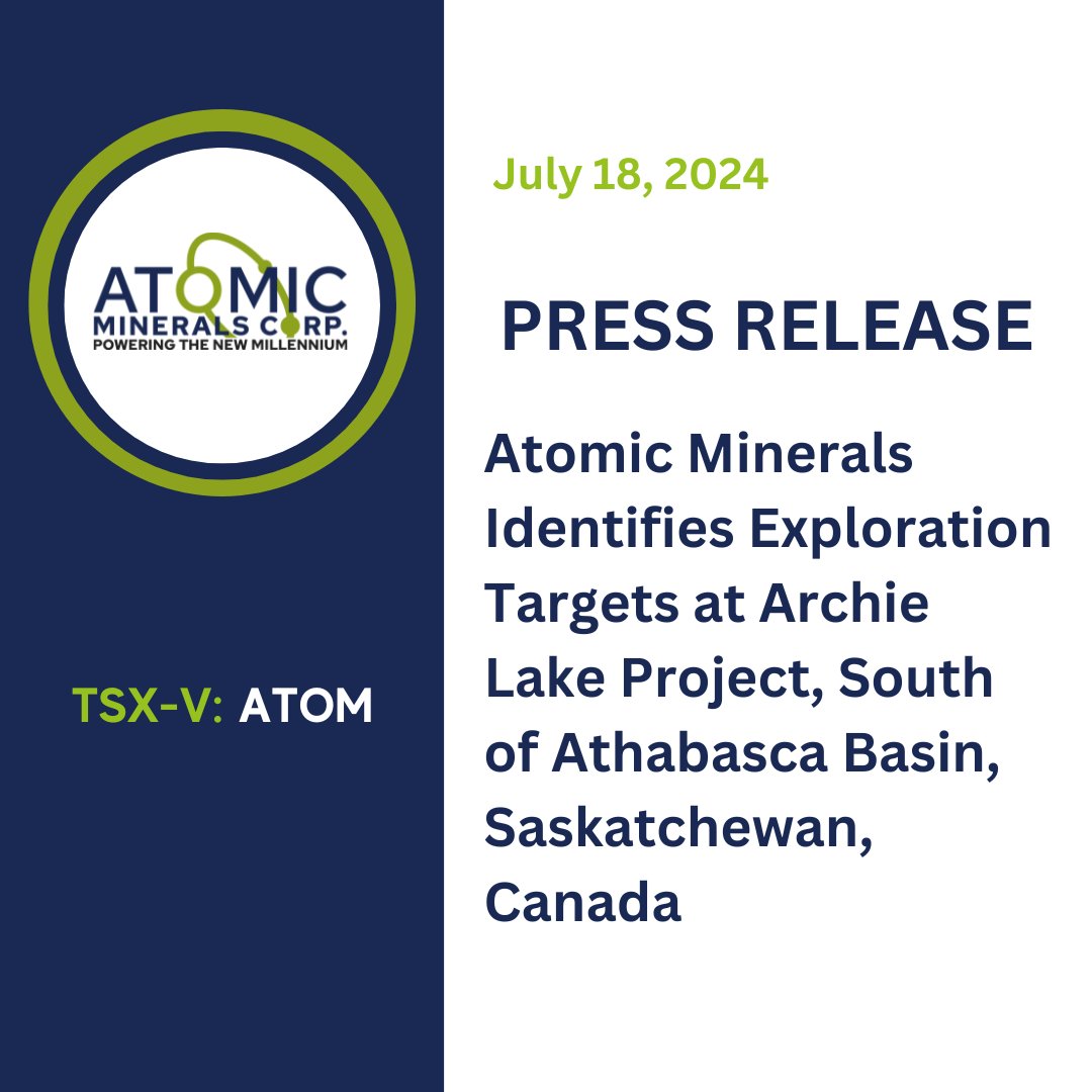 AtomicMinerals's tweet photo. 📈 NEWS🚨 Atomic Minerals Identifies Exploration Targets at Archie Lake Project, South of Athabasca Basin, Saskatchewan, Canada
READ ▶️ ▶️ https://t.co/R9rX0Klj6q
#Mining #MiningStocks #Metals #SmallCaps #TSXV #Investing #uranium #athabascan #saskatchewan https://t.co/sQmJufCJc6