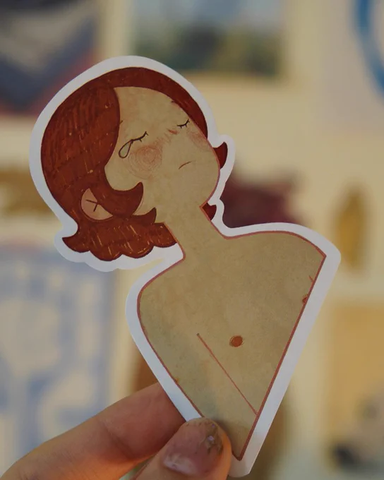 matching sticker + postcard  (below) 