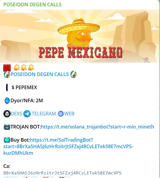 PEPEMEXICANOSOL's tweet photo. We are launching our advertising campaign! 
Right now we are buying calls from the biggest players in this market! 

A trip to the moon is imminent, amigos!

🌵ca: 8BrXa5HA5J6zHrRzitrJtSFZxj4RCvLETek58E7mcVPS

#PepeMexicano #Crypto #Solana #MemeToken https://t.co/Iy1BY80KHN