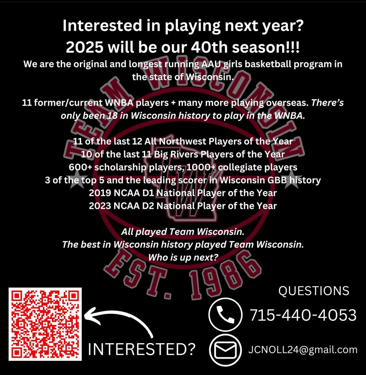 Interested in joining the Team Wisconsin family for our 40th season?

Fill out form below…

Interest form + program information:
docs.google.com/forms/d/e/1FAI…

Copy/paste link into browser to avoid Google sign-in.