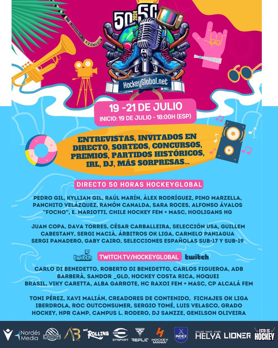 🔥Os presentamos el cartel de nuestro Directo Especial 50 horas🤩

🤯Entrevistas, invitad@s en Directo, sorteos, concursos, premios, partidos históricos, IRL, DJ y muchas más sorpresas😱

🚨Empezamos este VIERNES 19 DE JULIO, 18h⏰ (ESP)

RT!!!

¡A reventar <a href="/TwitchES/">Twitch ES</a>!