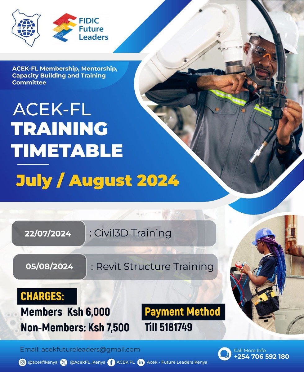 LawrenceLuttah's tweet photo. Dear Engineers  
Kindly take this opportunity to pay and book CAD training.  
1. Revit Structures COHORT 1 - 12 slots Remaining  https://t.co/Zh5jgGEMd9  
2. Autodesk Civil 3D Cohort 2 - 11 slots remaining  https://t.co/uMrs5SKzIH 

@IngNdolo 
@fatahabdi25 
@AcekFL_Kenya https://t.co/gmCI7Pkeio