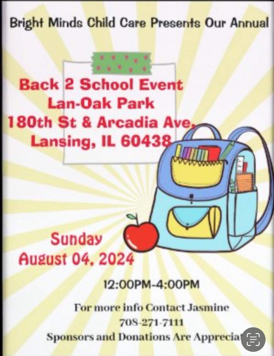 Bright Minds Child Care
Looking for donations for our annual back to school event 📚✏️