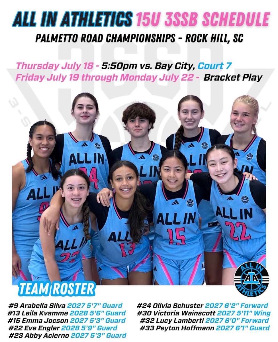 Lucy Lamberti (@lamberti_lucy) on Twitter photo Headed to RockHill - South Carolina for my last tournament to wrap up the summer. Here’s my schedule below. <a href="/AIAelitegirls/">ALL IN Elite Girls 3SSB</a> <a href="/3SSBCircuit/">3Stripes Select Basketball</a> Headed to RockHill - South Carolina for my last tournament to wrap up the summer. Here’s my schedule below. <a href="/AIAelitegirls/">ALL IN Elite Girls 3SSB</a> <a href="/3SSBCircuit/">3Stripes Select Basketball</a>