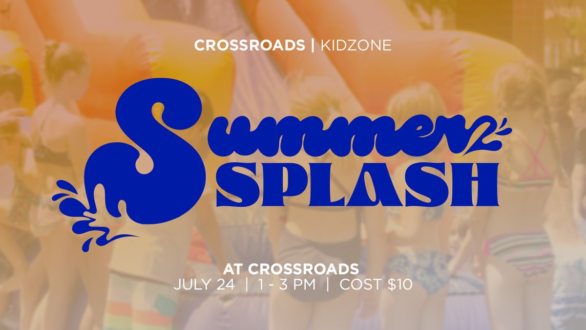 CrossroadsCam's tweet photo. Let’s enjoy a summer afternoon of slippery water slides, exciting water games and yummy ice cream treats! Drop off your kids, ages 4yrs. – 5th grade, at the church. The cost is $10 per child. Sign up at https://t.co/4S5khIguqr. https://t.co/ETQBDtS0qy