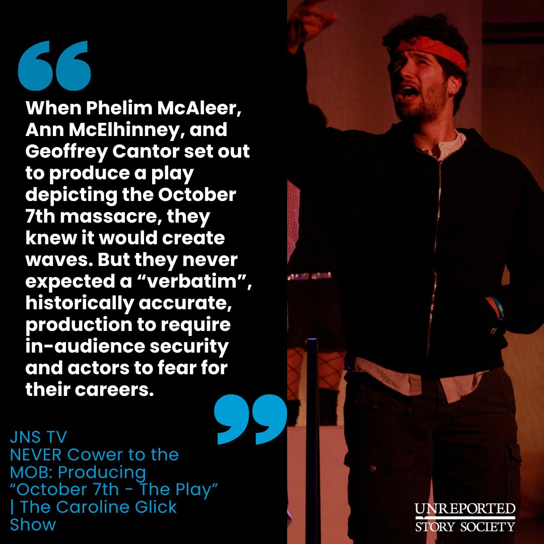 We got to give insight on the trials and tribulations we went through to put on OCTOBER 7 – the play on the Caroline Glick Show.

Our verbatim play is one of the most important plays to have been staged in NYC and they tried to shut it down.

Watch here: youtube.com/watch?v=1BPZFb…