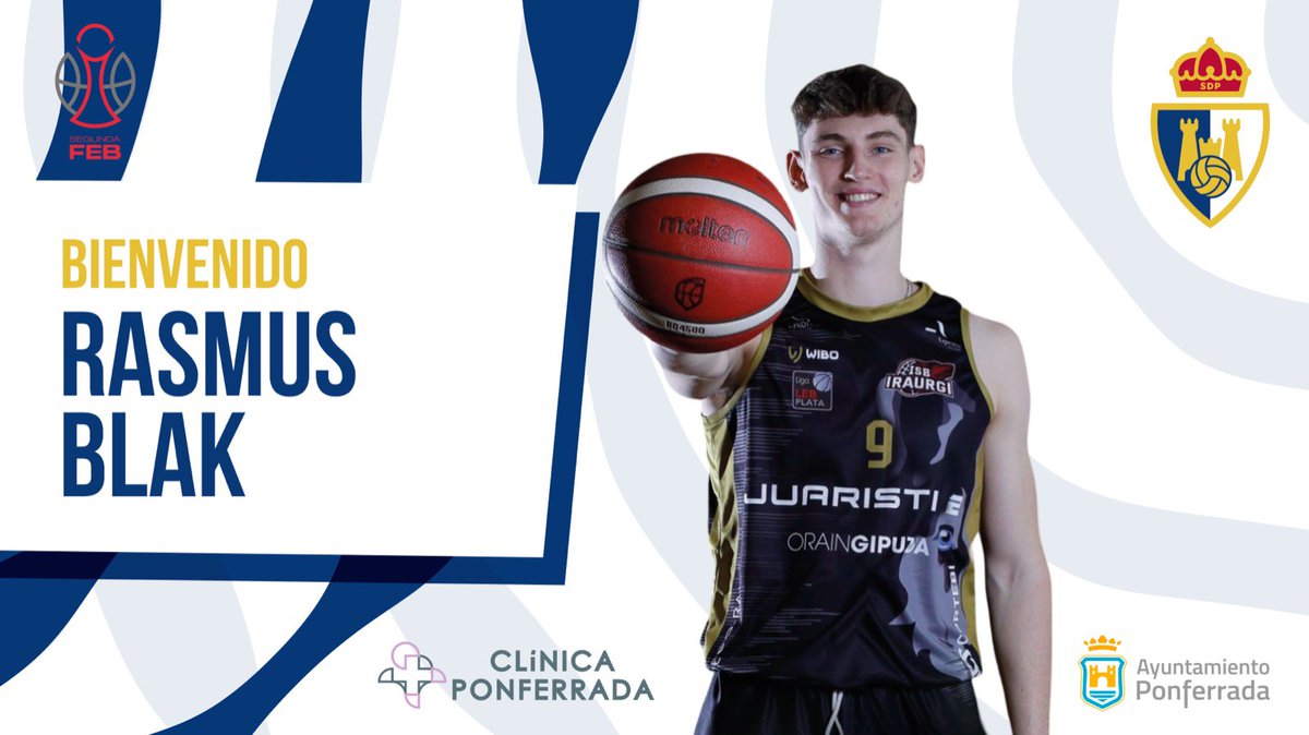 🚨 OFICIAL | Rasmus Blak nuevo jugador del Clínica Ponferrada SDP para la temporada 2024/2025.

🇩🇰 El joven jugador danés se suma al proyecto berciano tras su paso por <a href="/iraurgisb/">Iraurgi Saskibaloia</a>.

🔗👉 ciudaddeponferrada.com/rasmus-blak-sa…

🎫 ¡HAZTE SOCIO! ciudaddeponferrada.com/hazte-socio-24…

#SoñarMásAlto #SomosSDP