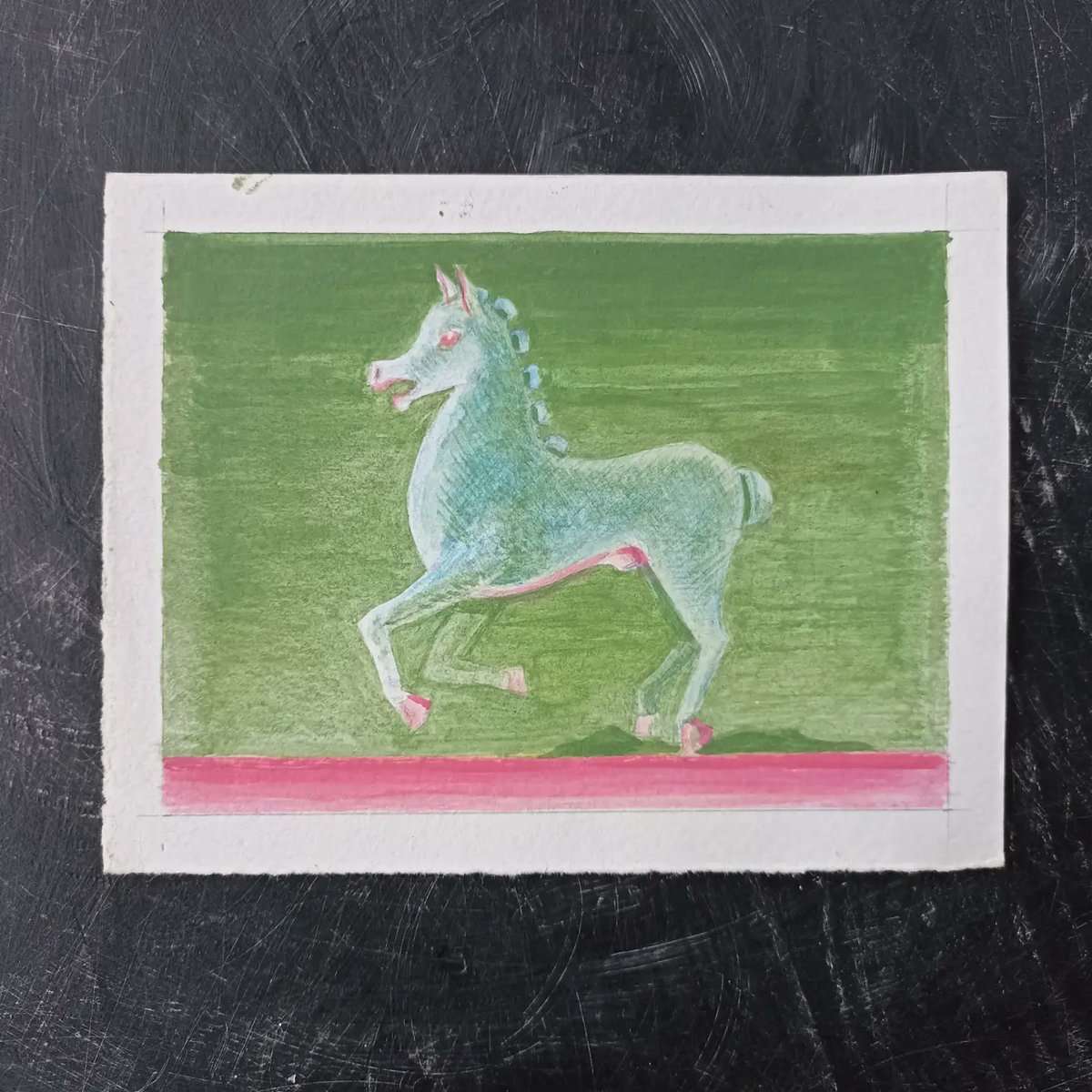 9ChrisBlue's tweet image. Sometimes I dream weird stuff like this, a giant greenish horse, floating over the sea, kinda scary... so I did this little acrylic studio about it, to recreate that. What do you think about about it?

#creative #inspiration #weirddreams #horses #aestheticart