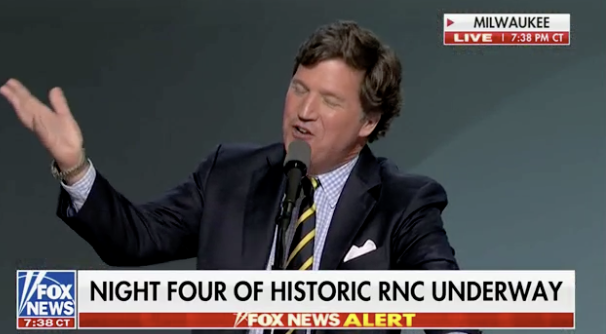 FOX NEWS (<a href="/FoxNews/">Fox News</a>) which fired <a href="/TuckerCarlson/">Tucker Carlson</a> forced to broadcast his speech at the Republican National Convention.