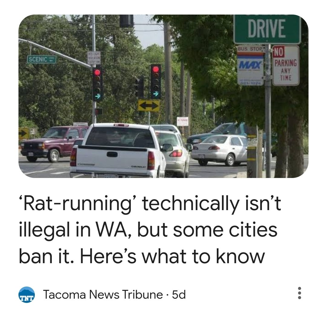 CotoBlogzz's tweet photo. 'Rat-running’ technically isn’t illegal in WA, but some cities ban it. Here’s what to know
Forget about #RatRunning Washington state is going blind - thanks to #WashingtonsTrafficSafetyCommission
https://t.co/z9iwOYLCp3
https://t.co/LnSF6AYXv5 https://t.co/4BTn5md6Li