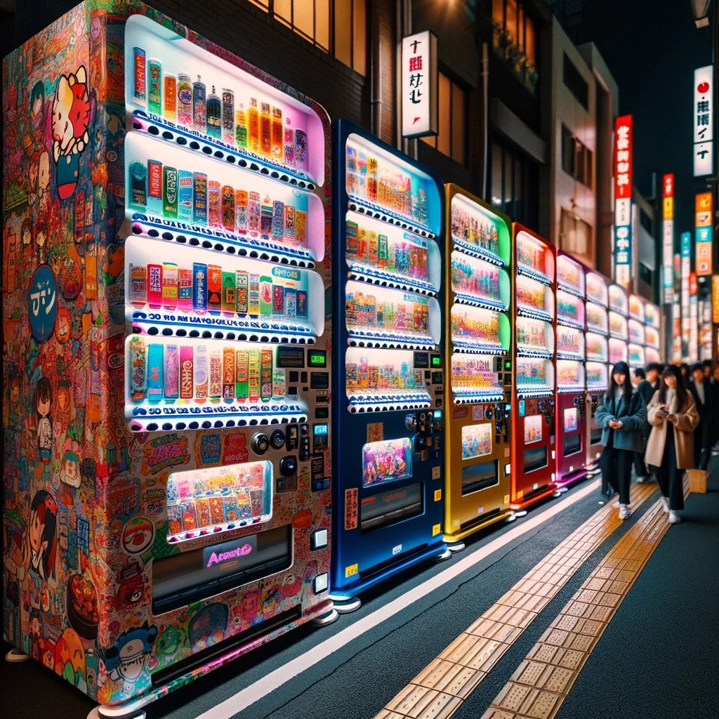 Did you know about the vending machines throughout Japan? The country has over 4.1 million vending machines, and about one machine per every 24 people, the highest rate in the world. They hold food and drinks, electronics, clothing, and alcohol and cigarettes.